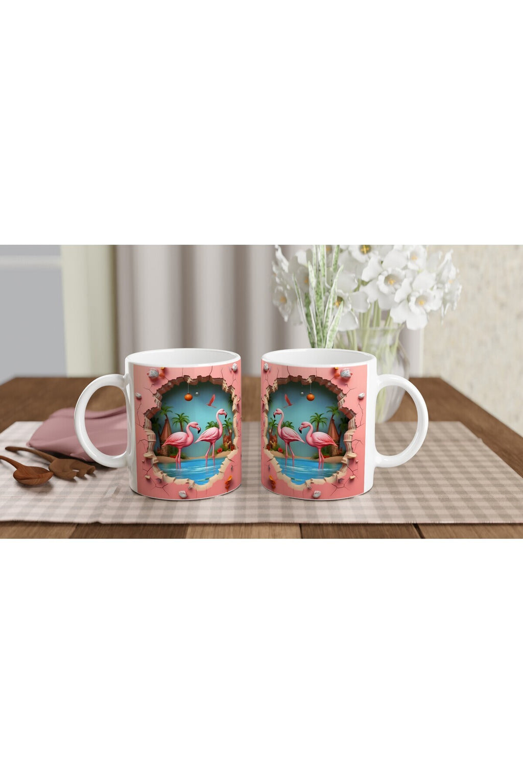 Tropikal Flamingo Baskılı Kupa Bardak