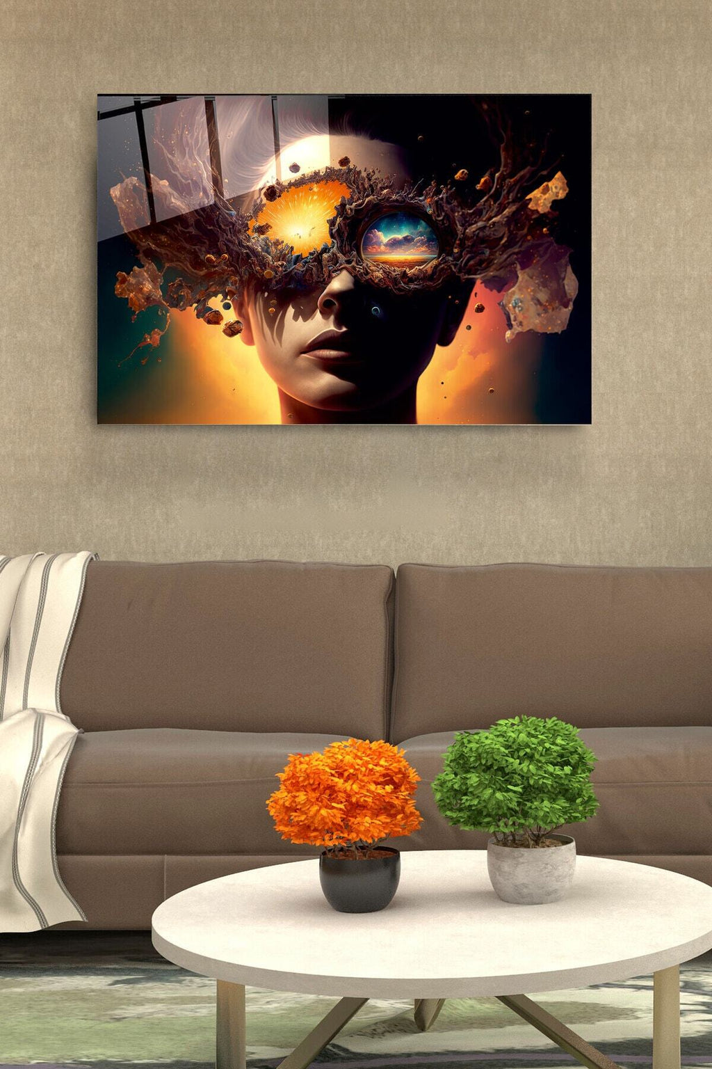 Dekoratif Flowers Dekoratif Cam Tablo (50 x 70)