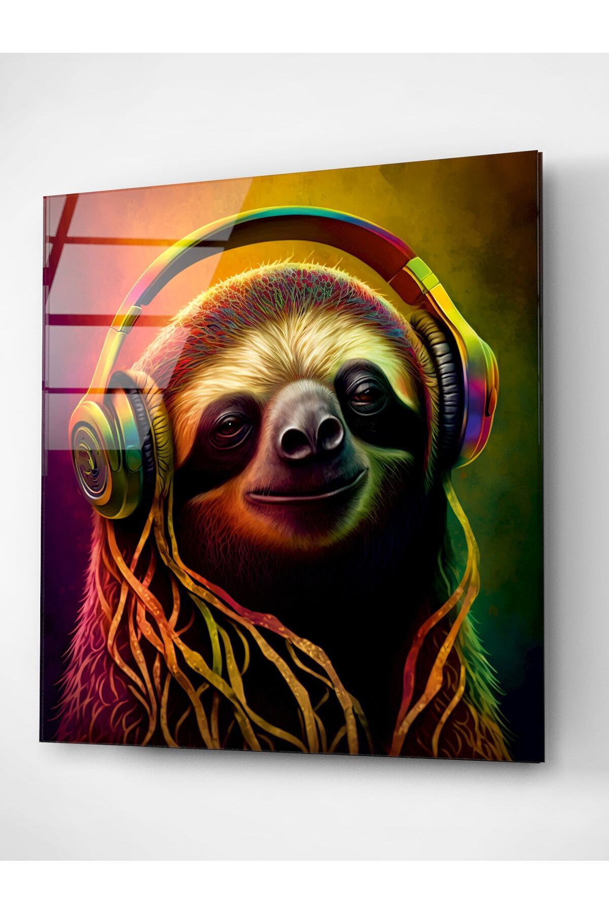 Neon Sloth Cam Tablo, Dekoratif Cam Tablo
