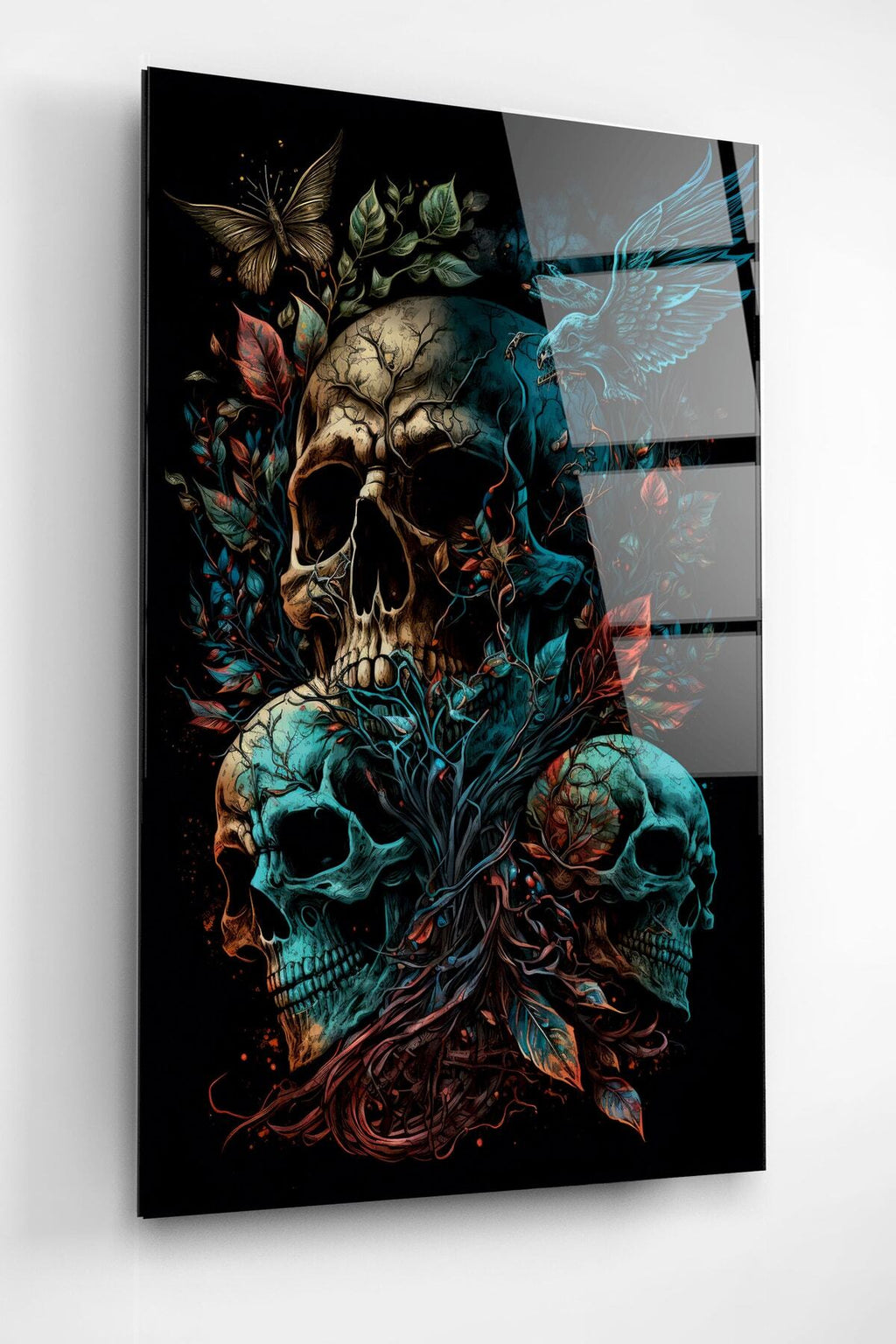 Skulls Cam Tablo, Dekoratif Cam Tablo (70 x 105)