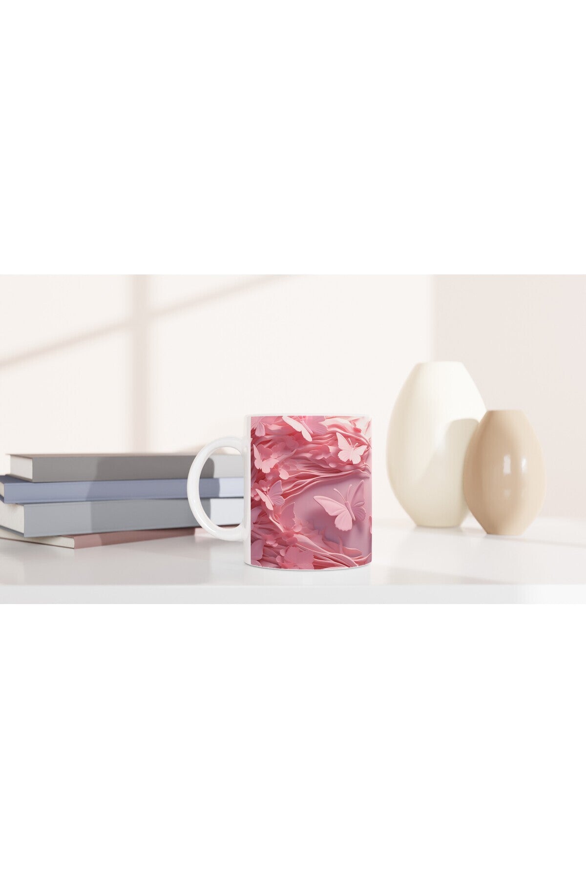 Pembe Rüyalar Kelebek Temalı Baskılı Kupa Bardak