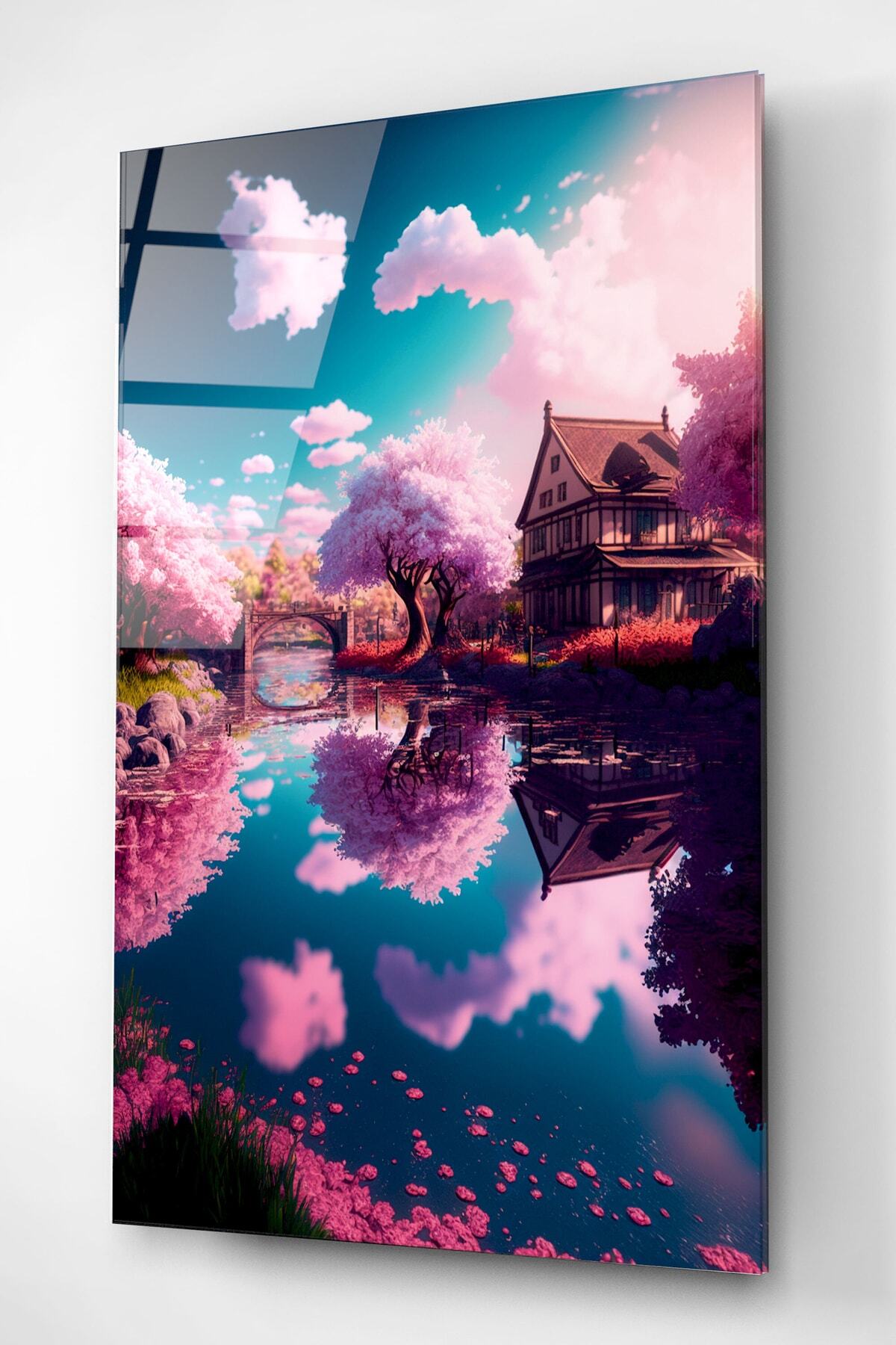 Pink Cam Tablo, Dekoratif Cam Tablo (50 x 70)