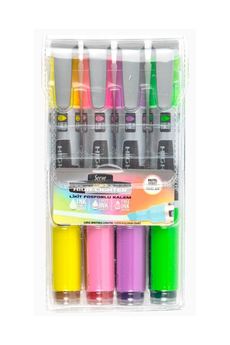 Likit Pastel 4 Renk Fosforlu Kalem Model 2 + MES Akademi Eğitim Seti Hediye!