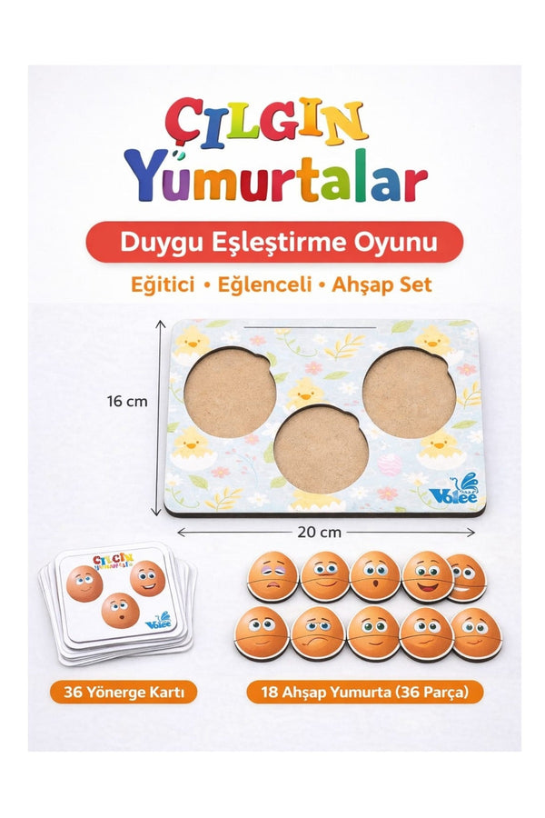 MES Akademi Yapay Zeka Eğitim Seti Hediyeli Çılgın Yumurtalar, Duygu Eşleştirme Oyunu, Eğitici Ahşap Okul Öncesi Seti, Dikkat Geliştirme
