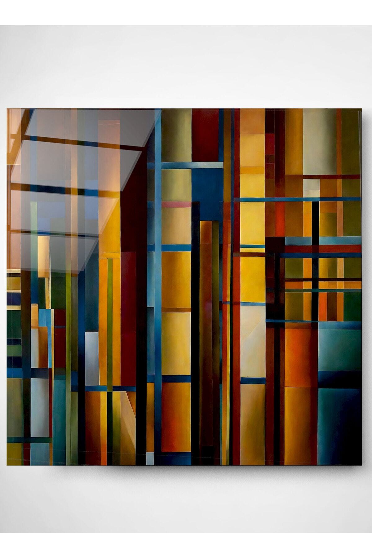 Dekoratif Cubism Art Dekoratif Cam Tablo (70 x 70)