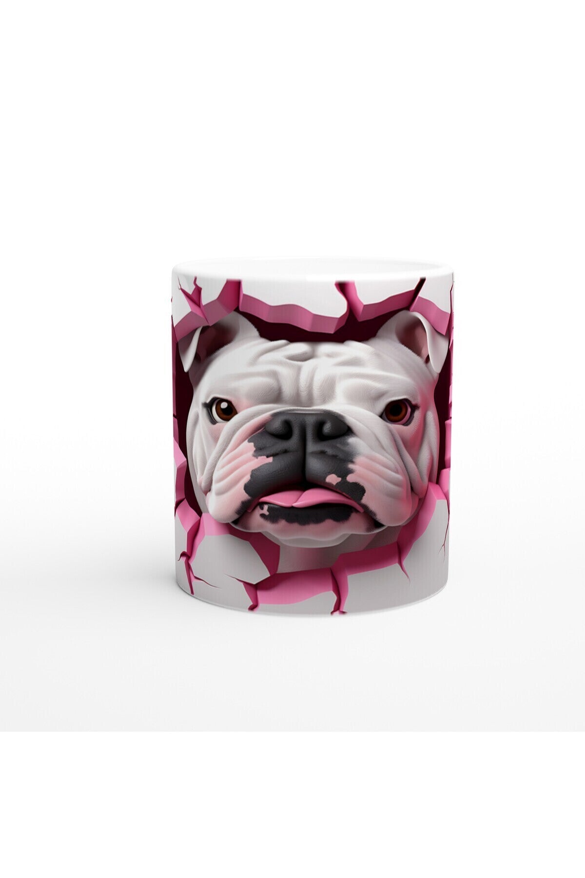 Çatlak Duvardan Bakan Bulldog Temalı Baskılı Kupa Bardak