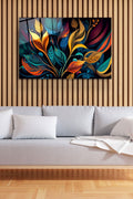 Colorful Leaf Cam Tablo, Dekoratif Cam Tablo