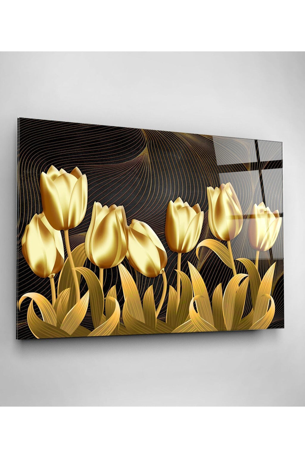 Dekoratif Pembe Çiçekler Dekoratif Cam Tablo