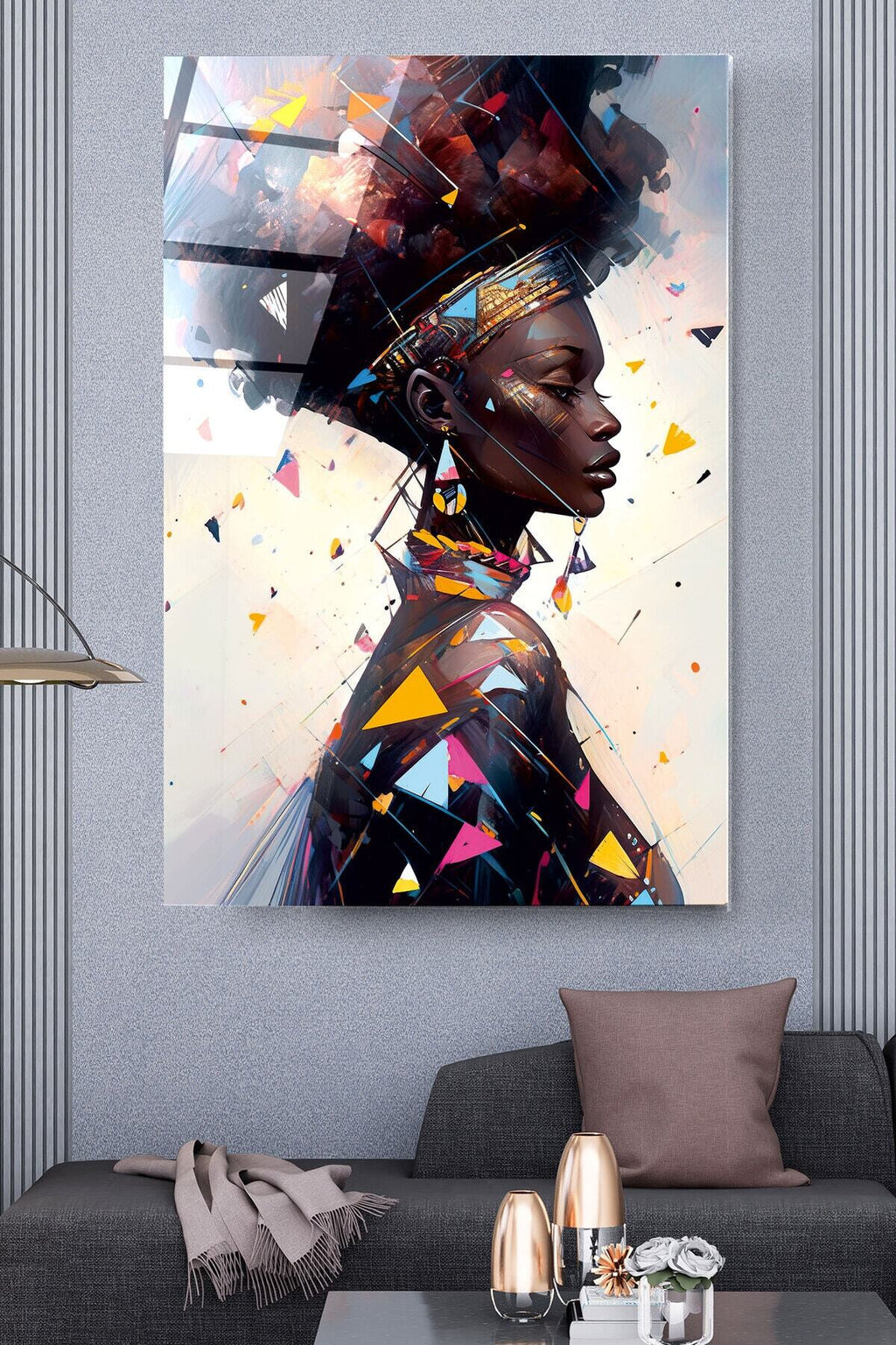 Dekoratif Afrikalı Kadın Dekoratif Cam Tablo (60 x 90)