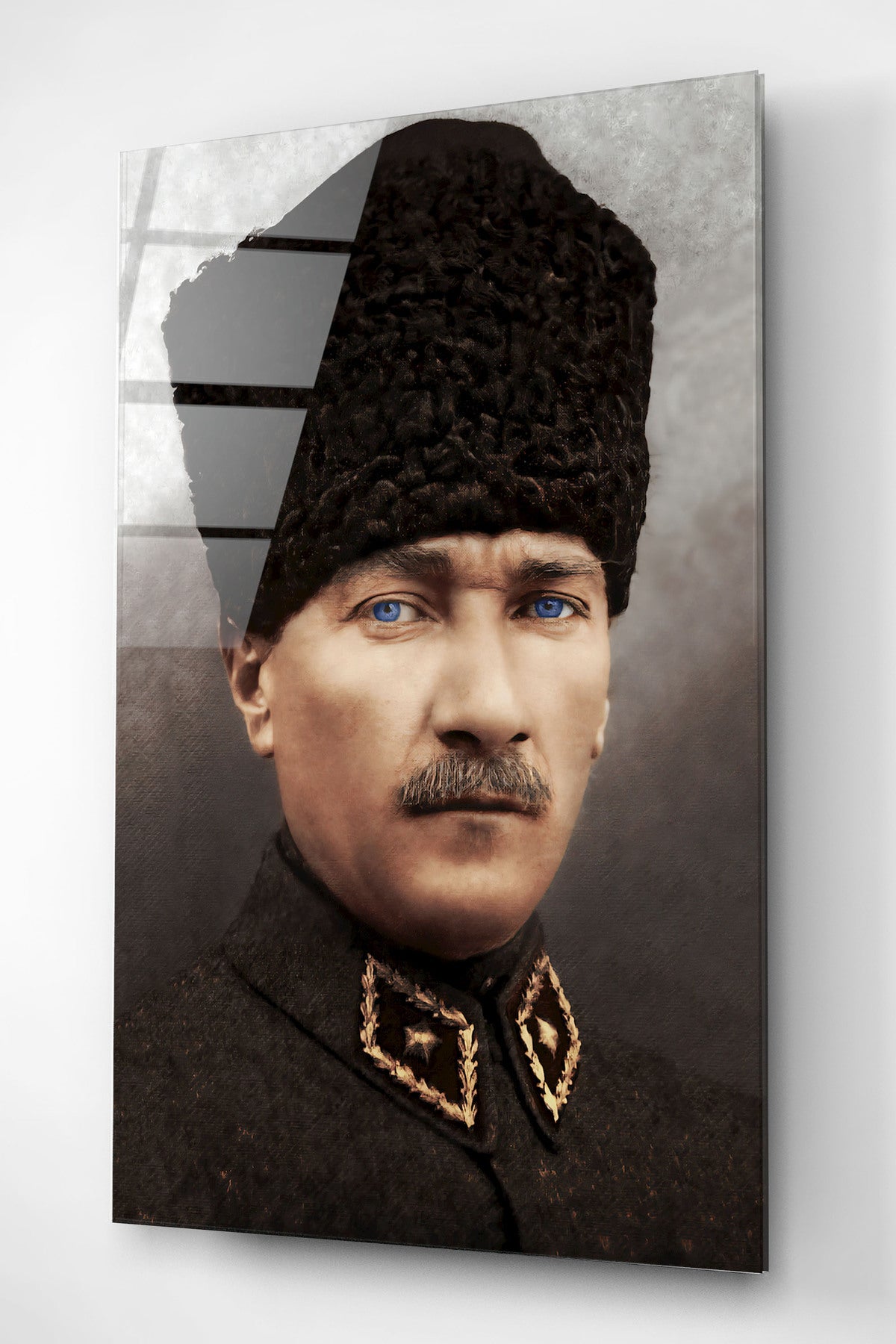 Dekoratif Atatürk Portresi - Yapay Zeka Tasarımlı Dekoratif Cam Tablo (80 x 120)