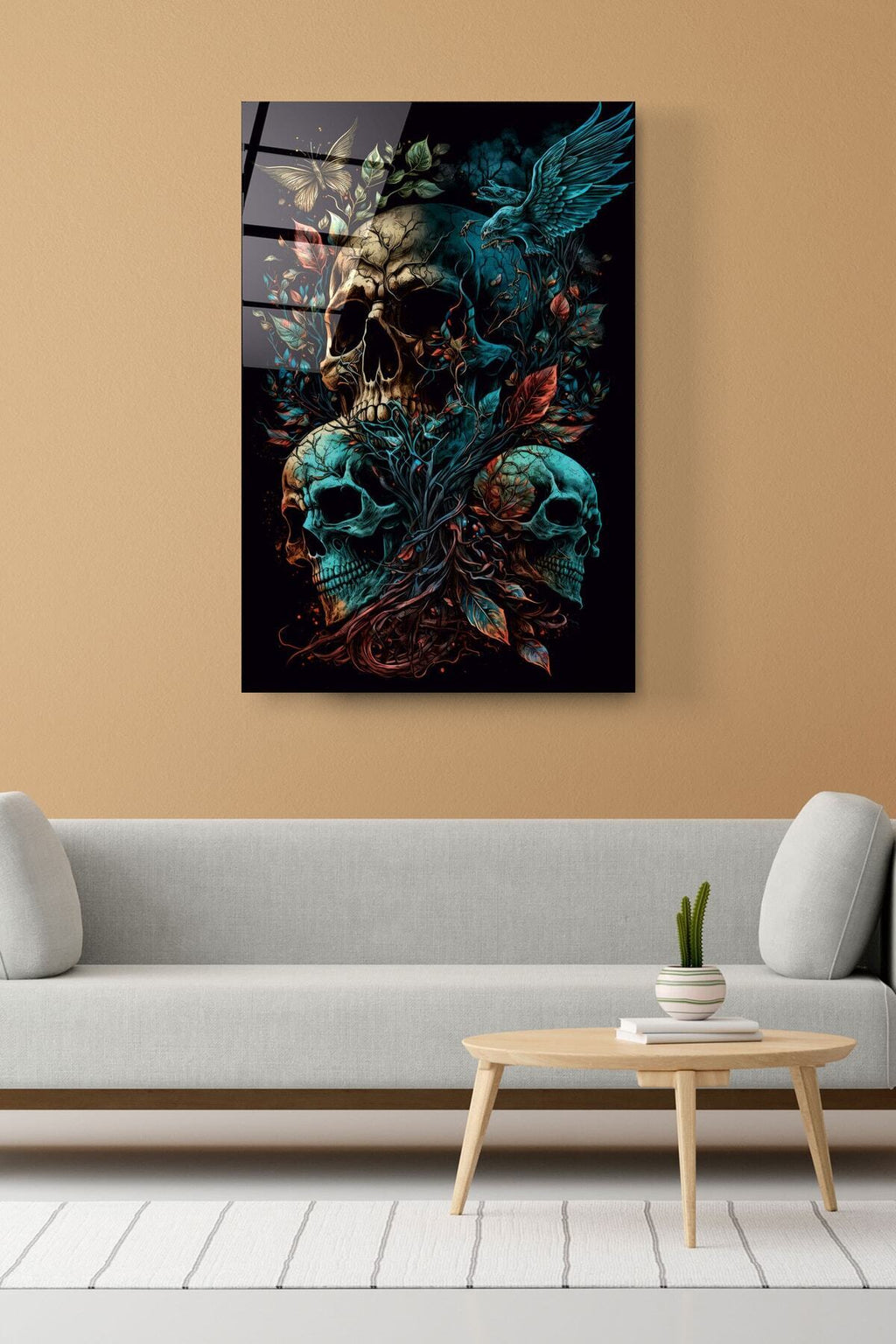Skulls Cam Tablo, Dekoratif Cam Tablo (60 x 90)