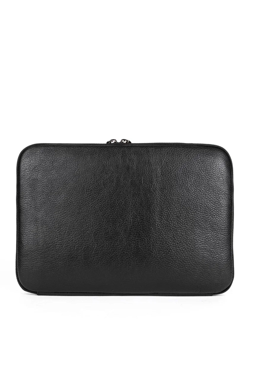 Crazy Siyah Naturel Hakiki Deri Macbook Air Pro 13 ve 13.3 İnç Laptop Kılıfı