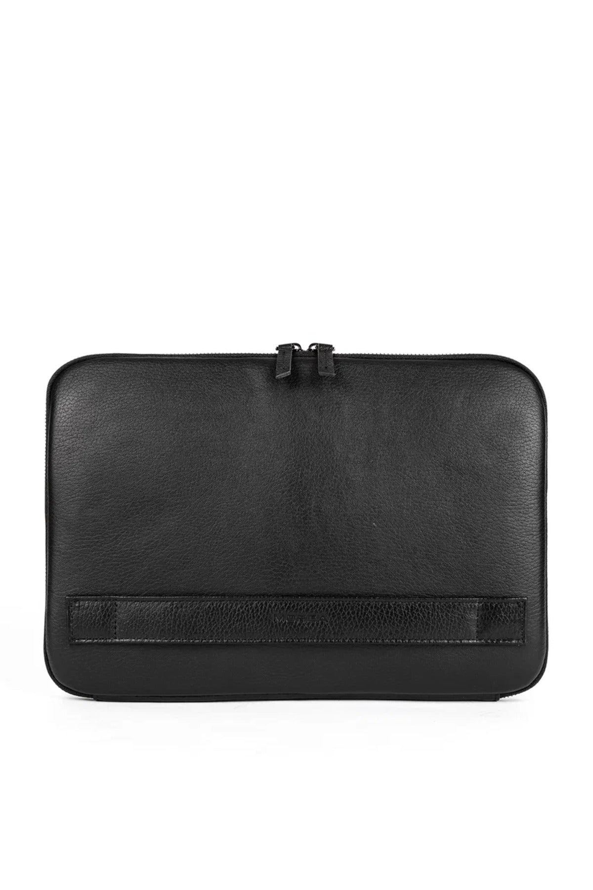 Crazy Siyah Naturel Hakiki Deri Macbook Air Pro 13 ve 13.3 İnç Laptop Kılıfı
