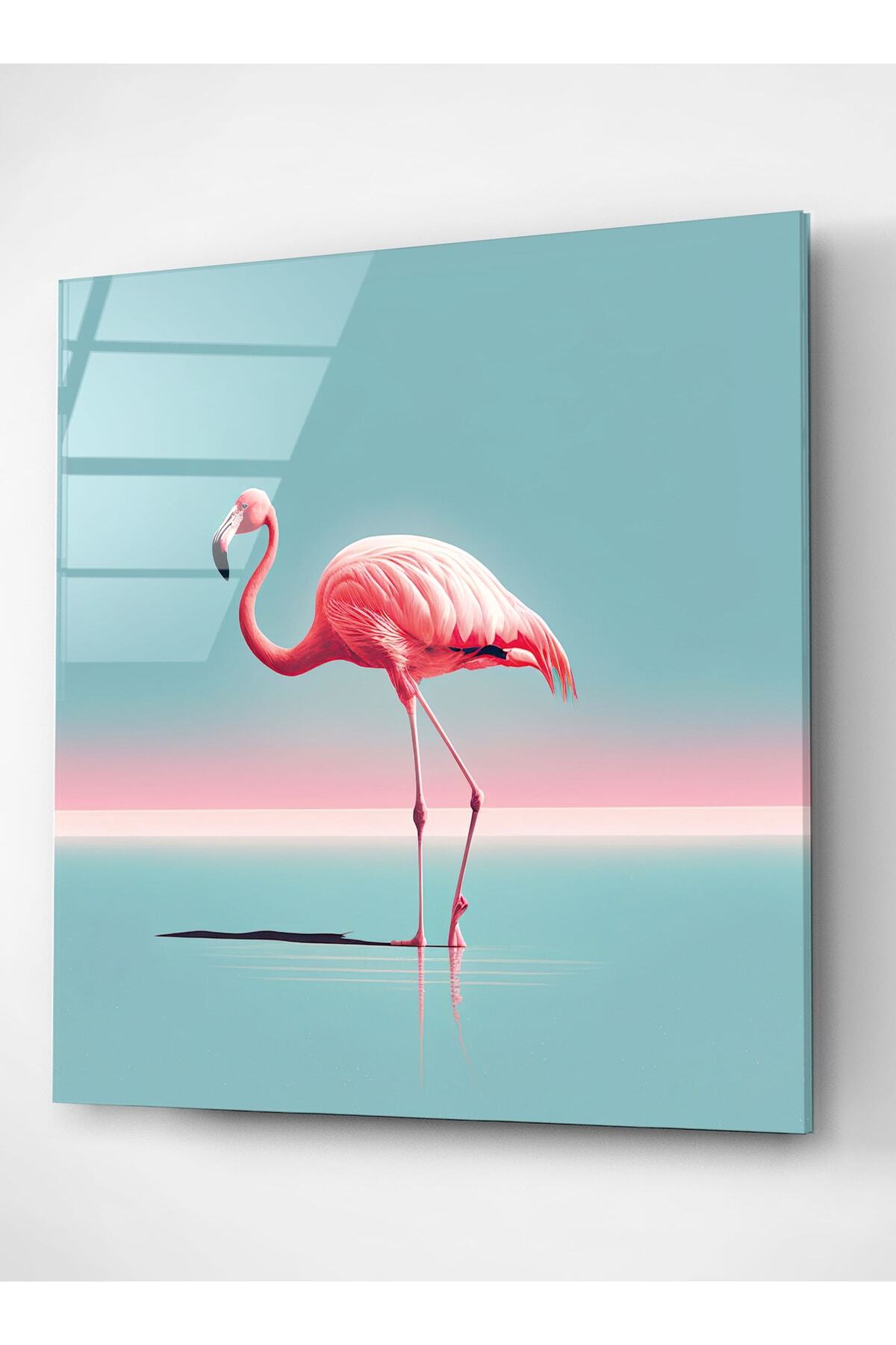 Flamingo Cam Tablo, Dekoratif Cam Tablo (70 x 70)