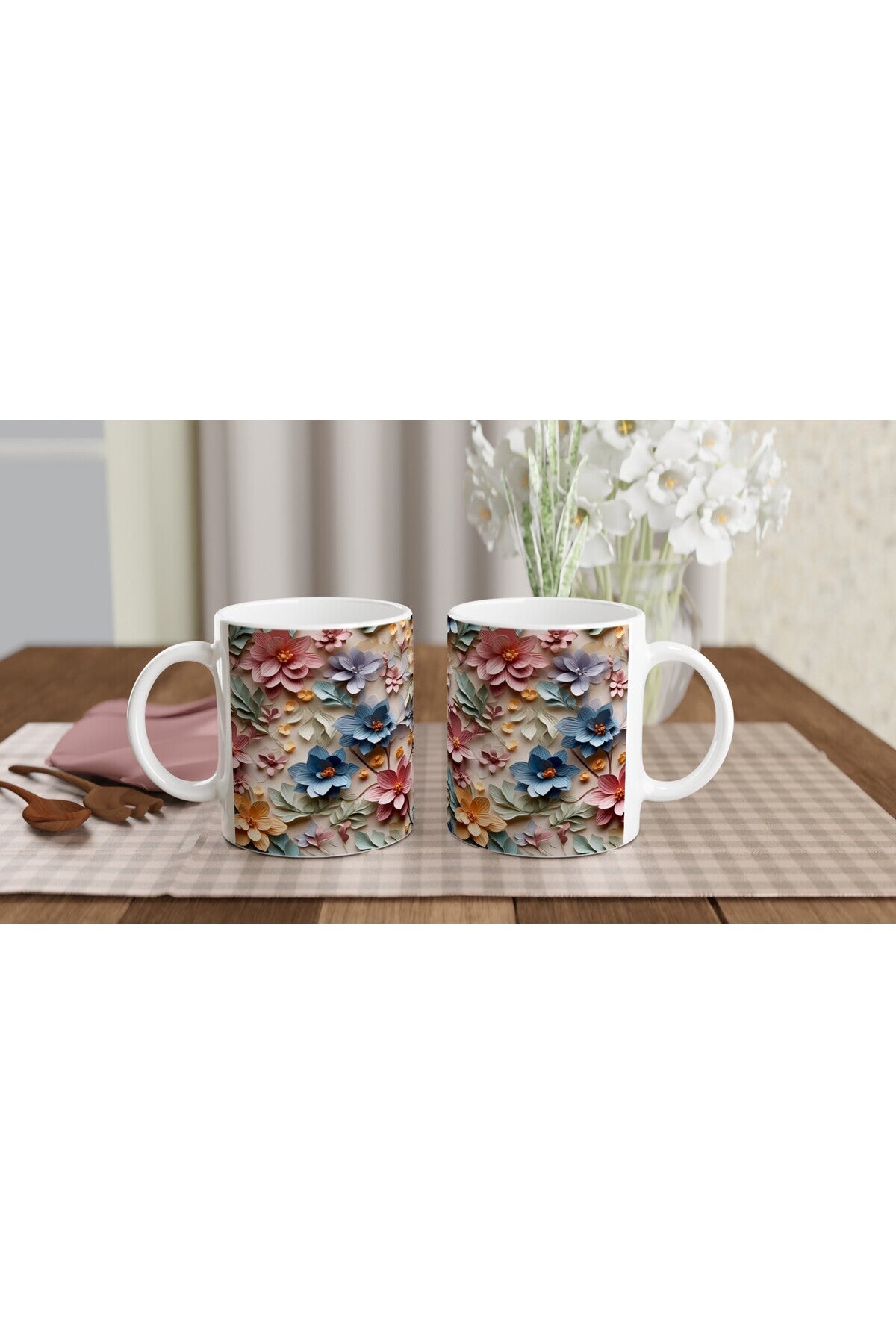 Pastel Bahar Rüyası Çiçekli Kupa Bardak