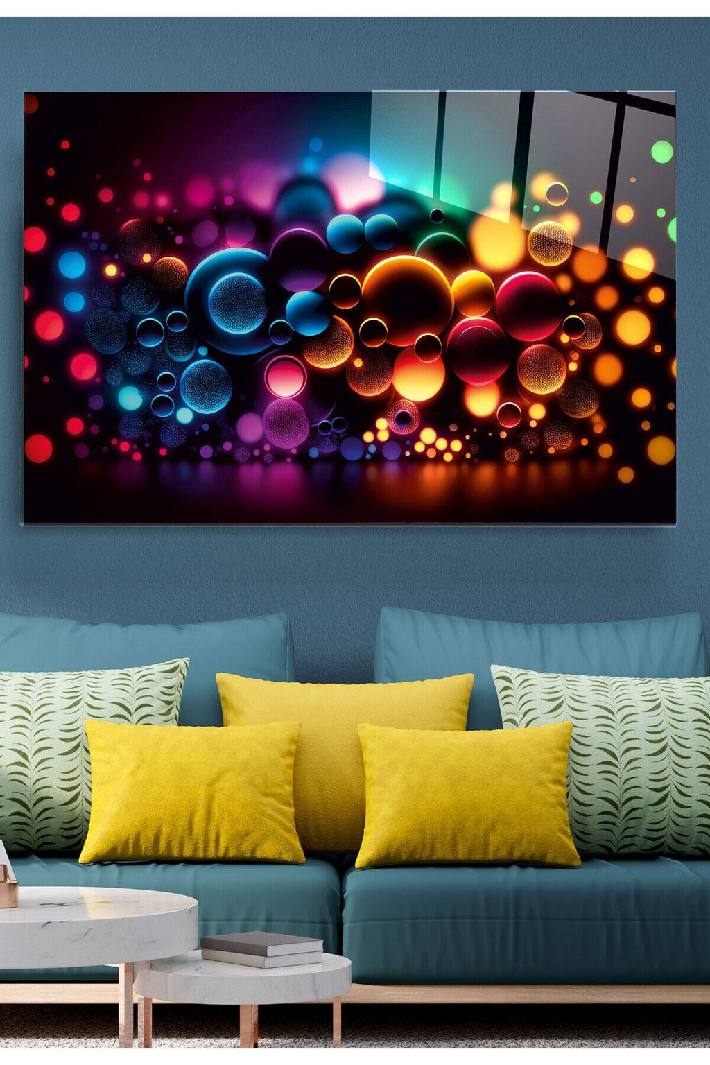 Colored Bubbles Cam Tablo, Dekoratif Cam Tablo