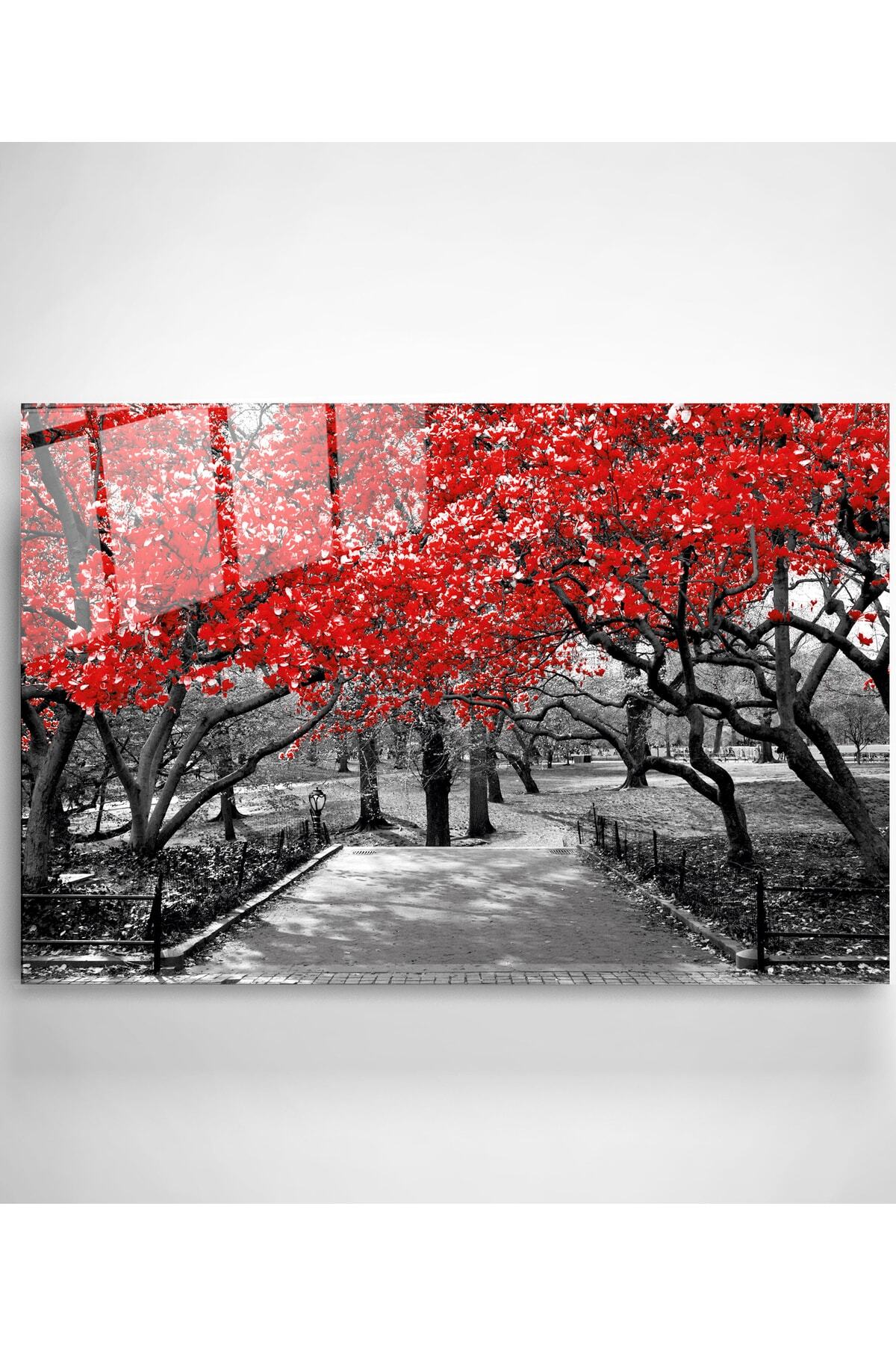 Dekoratif Dökülen Yapraklar Dekoratif Cam Tablo (30 x 50)