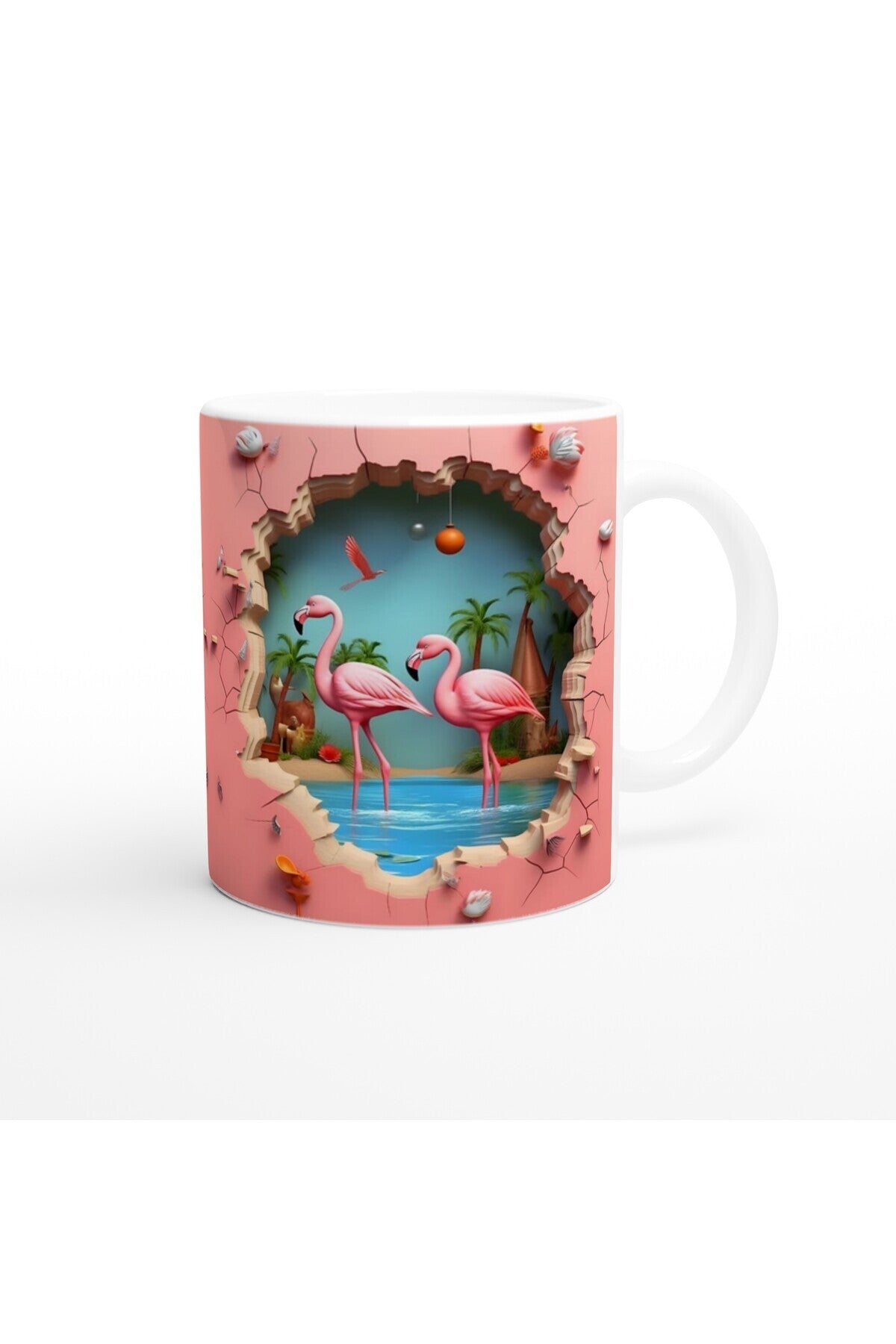 Tropikal Flamingo Baskılı Kupa Bardak