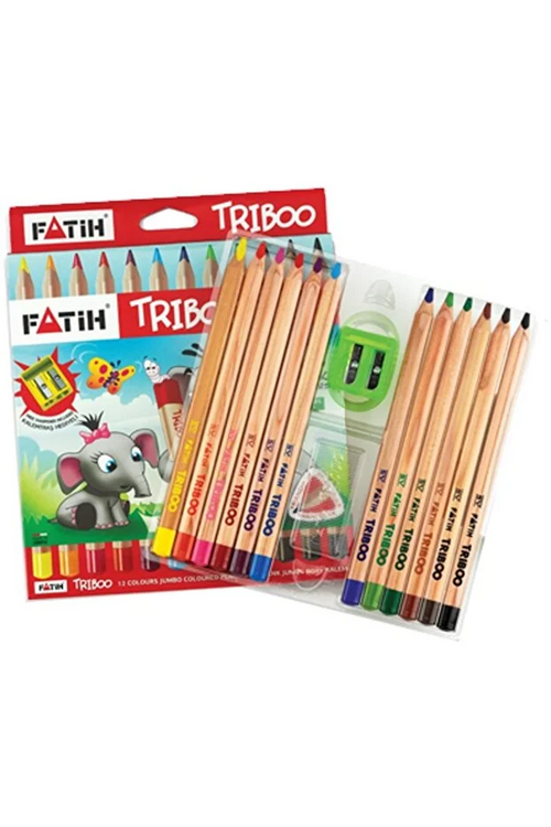 Fatih Kuru Boya Natural Üçgen Jumbo Triboo 12 Renk