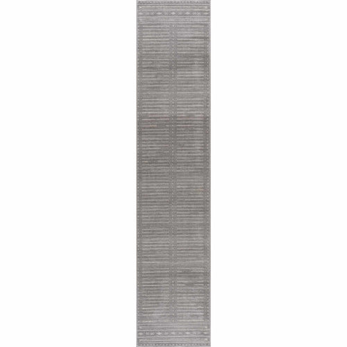 Bezau Gray Broken Striped Machine Woven Polypropylene Area Rug