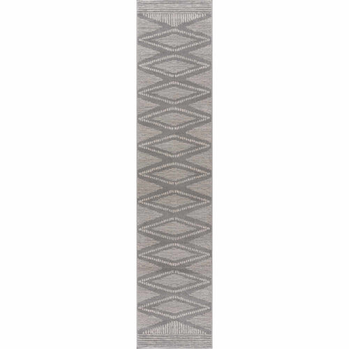 Yadio Gray Diamond Machine Woven Polypropylene Area Rug