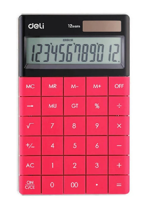 Deli Hesap Makinesi 12 Digit Kırmızı