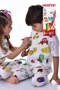 Carioca Boyanabilir Pijama 3-4 Yaş Kalem Hediyeli