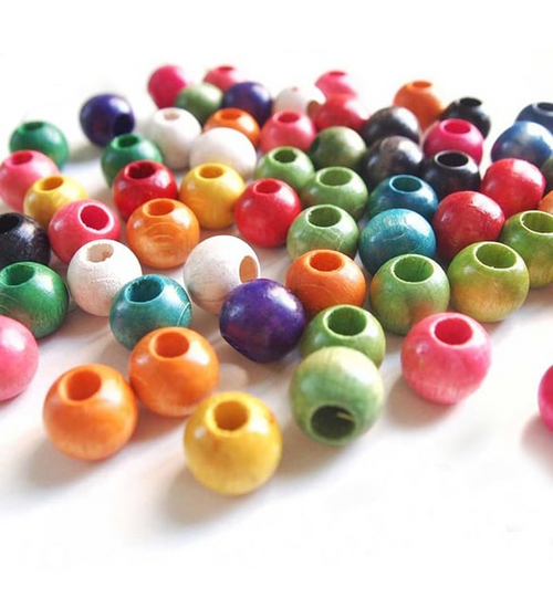 Ahşap Boncuk Sade 1Kg 12Mm Yuvarlak Vernikli