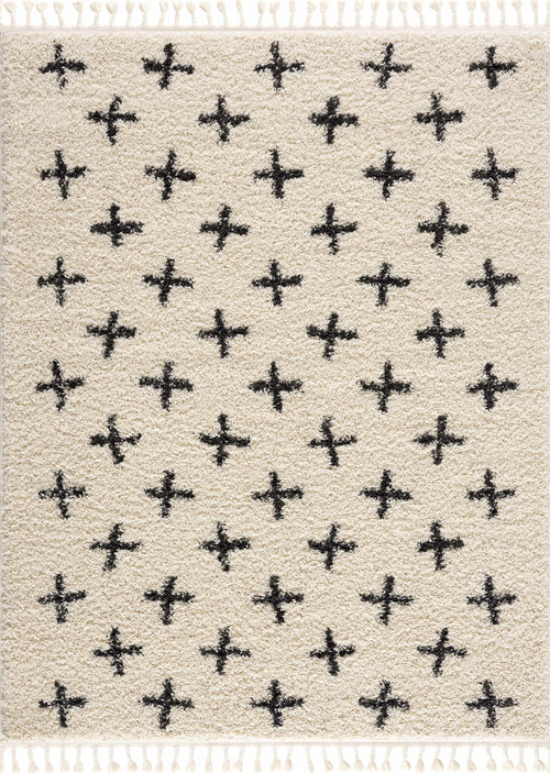 Crosu Beige Cross Machine Woven Polypropylene Area Rug