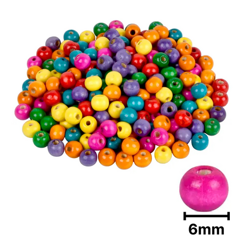 Ahşap Boncuk Renkli Askılı 6Mm Yuvarlak B0643