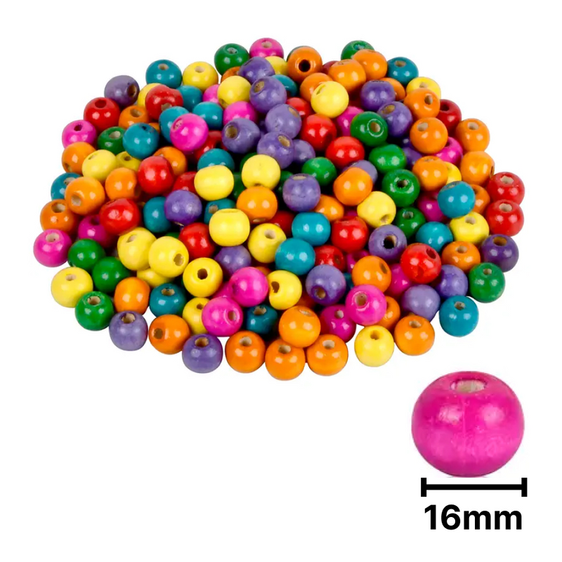 Ahşap Boncuk Renkli 1Kg 16Mm Yuvarlak