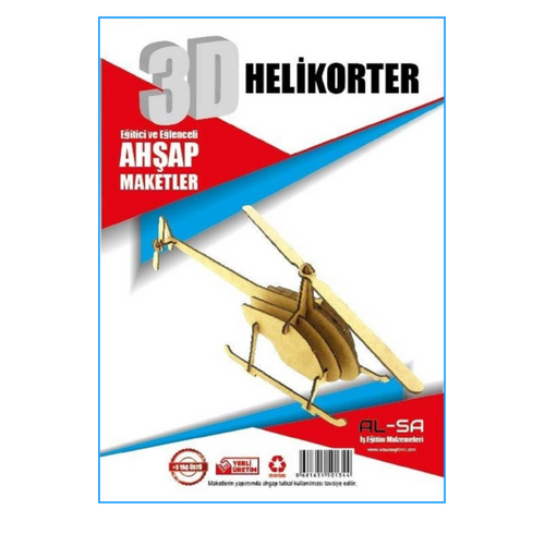 Alsa 3D Ahşap Maket Yap Boya Helikopter