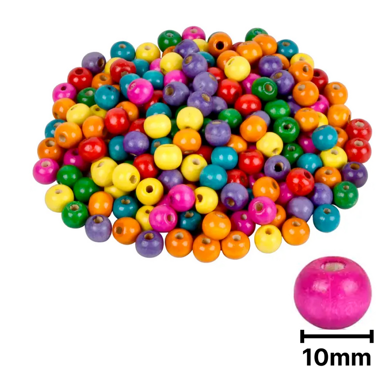 Ahşap Boncuk Renkli 1Kg 10Mm Yuvarlak