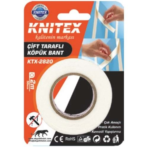 Knitex Çift Taraflı Köpük Bant 50Mmx2M Ktx-2820