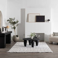 Like Ivory Trellis Machine Woven Area Rug with Durable Polyurethane Backing