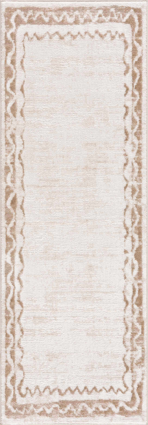 Xexi Beige Bordered Washable Machine Woven Polyester Area Rug