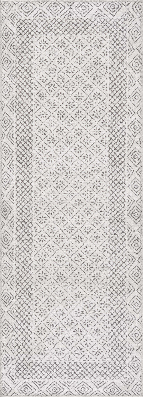 Heraa Beige Bordered Washable Machine Woven Polypropylene Area Rug