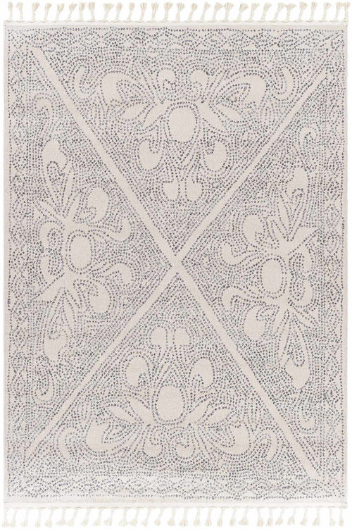 Polki Beige Floral Machine Woven Polypropylene Area Rug