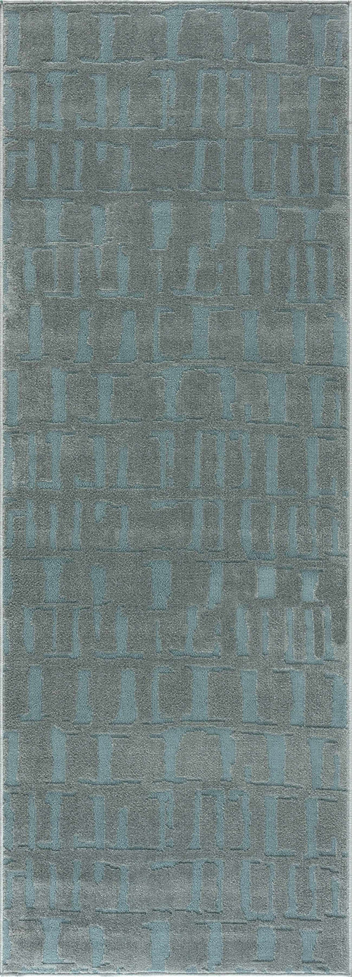Blue Abstract Machine Woven Polyester Area Rug