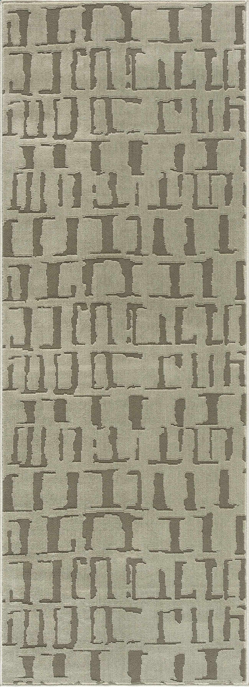 Green Abstract Machine Woven Polyester Area Rug