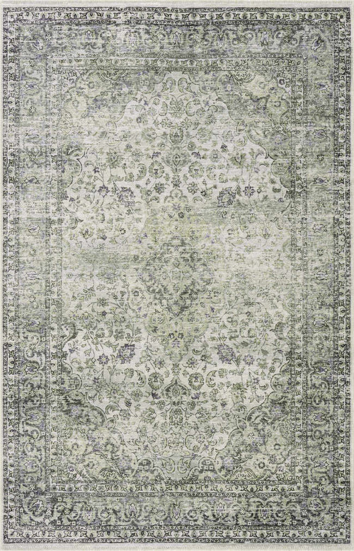 Cdabge Green Oriental Washable Polyester Area Rug