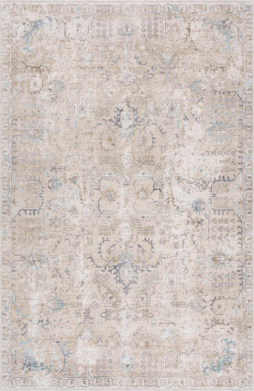 Gugoi Brown Oriental Washable Polyester Area Rug