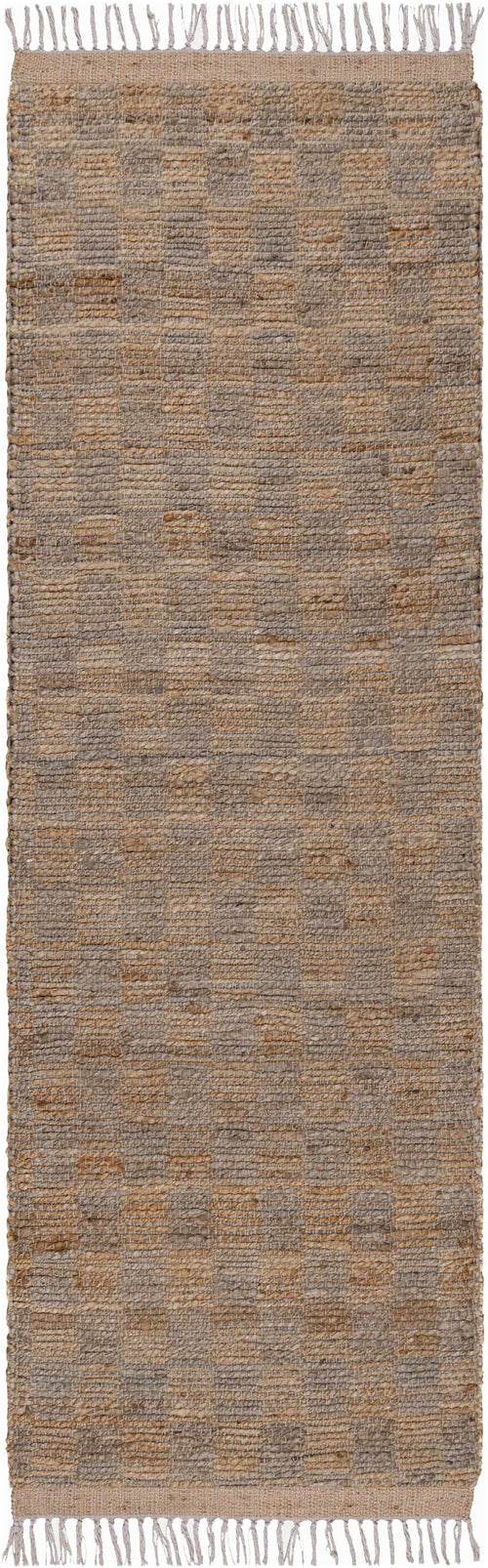 Bibue Gray Checkered Hand Woven Jute Area Rug