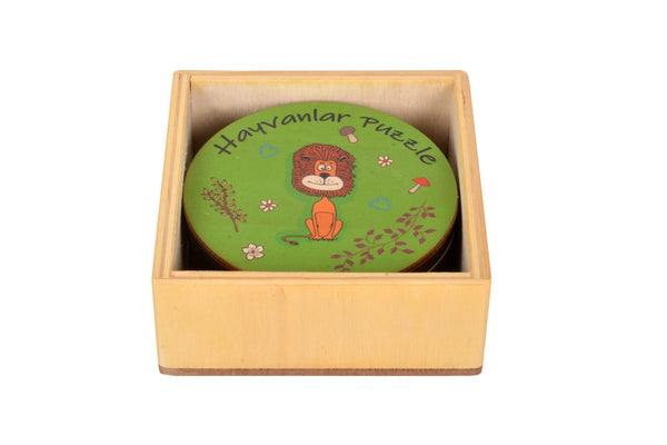 3’lü Puzzle Seti - Hayvanlar - Doğal Ahşap Montessori Eğitim Aracı