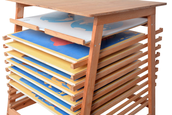 Standlı Kıta Haritaları Ve Çalışma Kartları Puzzle Seti - Doğal Ahşap Montessori Eğitim Aracı