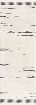 Hbalre Beige Stripe Machine Woven Polypropylene Area Rug