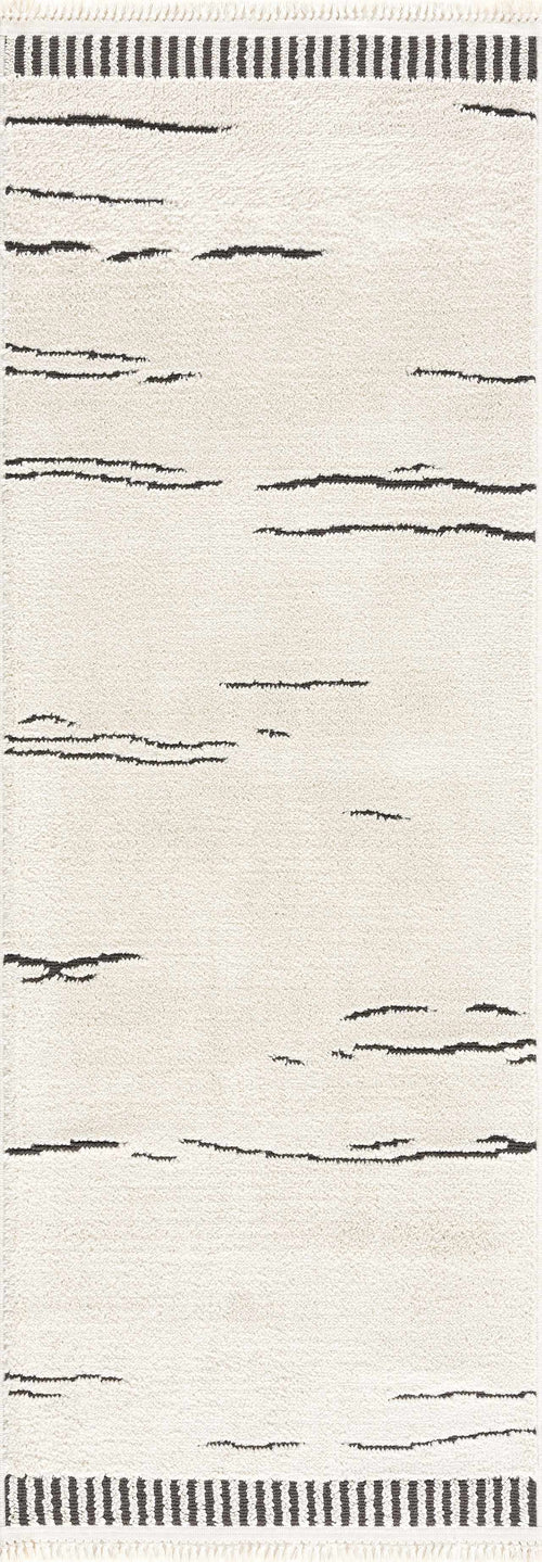 Hbalre Beige Stripe Machine Woven Polypropylene Area Rug