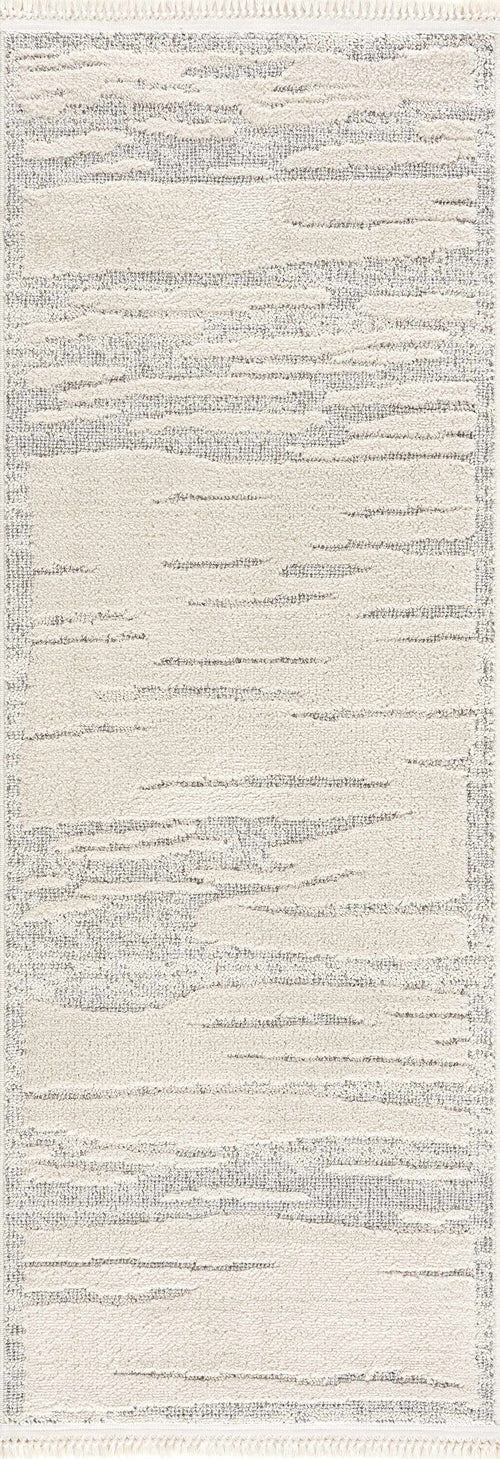 Xagie Beige Abstract Machine Woven Polypropylene Area Rug