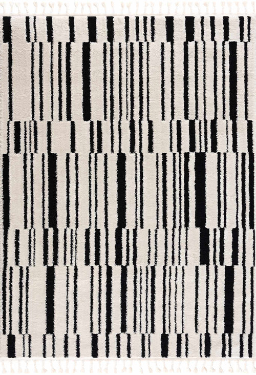 Wudoe Beige Broken Striped Machine Woven Polypropylene Area Rug