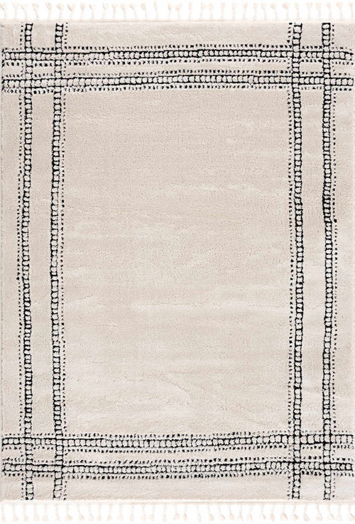 Nuyea Black Bordered Machine Woven Polypropylene Area Rug